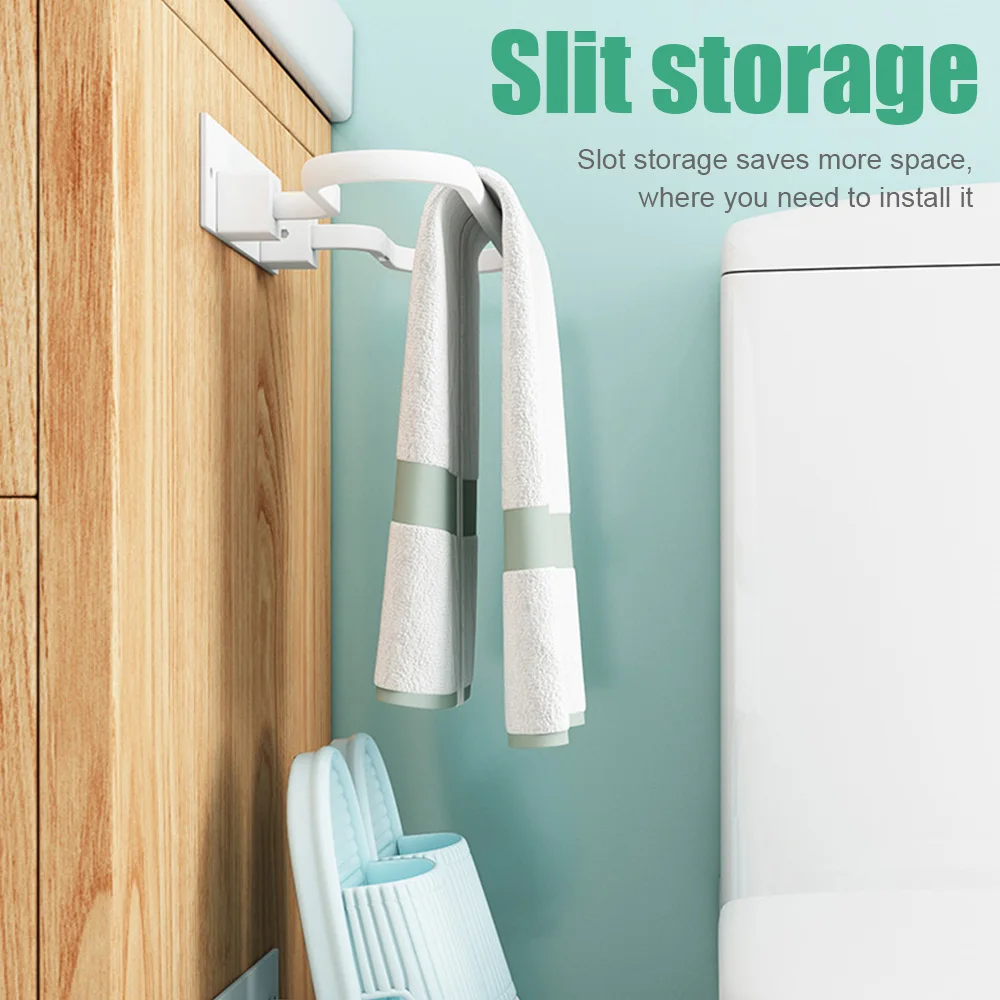 

Tower Hanger Bathroom Towel Racks Multifunctional Space Aluminum Towel Rack Foldable Bath Towel Holder Punch/Punch-Free