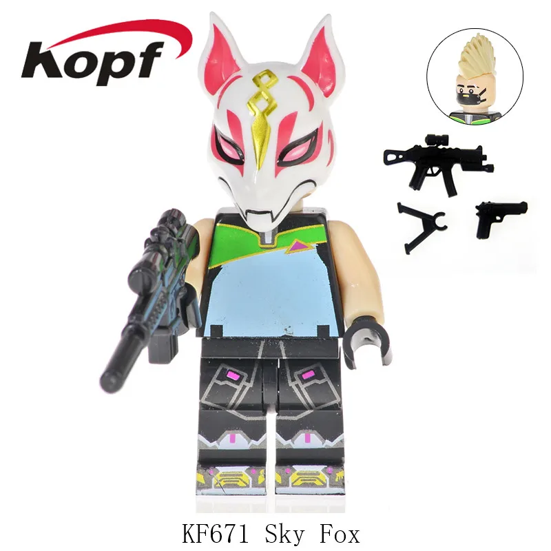 KF671 Without Box Одиночная строительных блоков с металлическим оружейным стрелком игра небо лиса выгорание Белый Костюм Фигурки для детей Коллекция игрушек KF671 - Color: KF671 Without Box