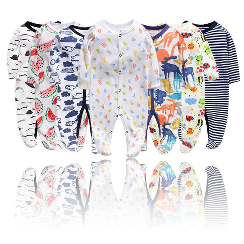 

Newborn Baby Boys Girls Sleepers Pajamas Babies Jumpsuits 2 PCS/lot Infant Long Sleeve 0 3 6 9 12 Months Clothes