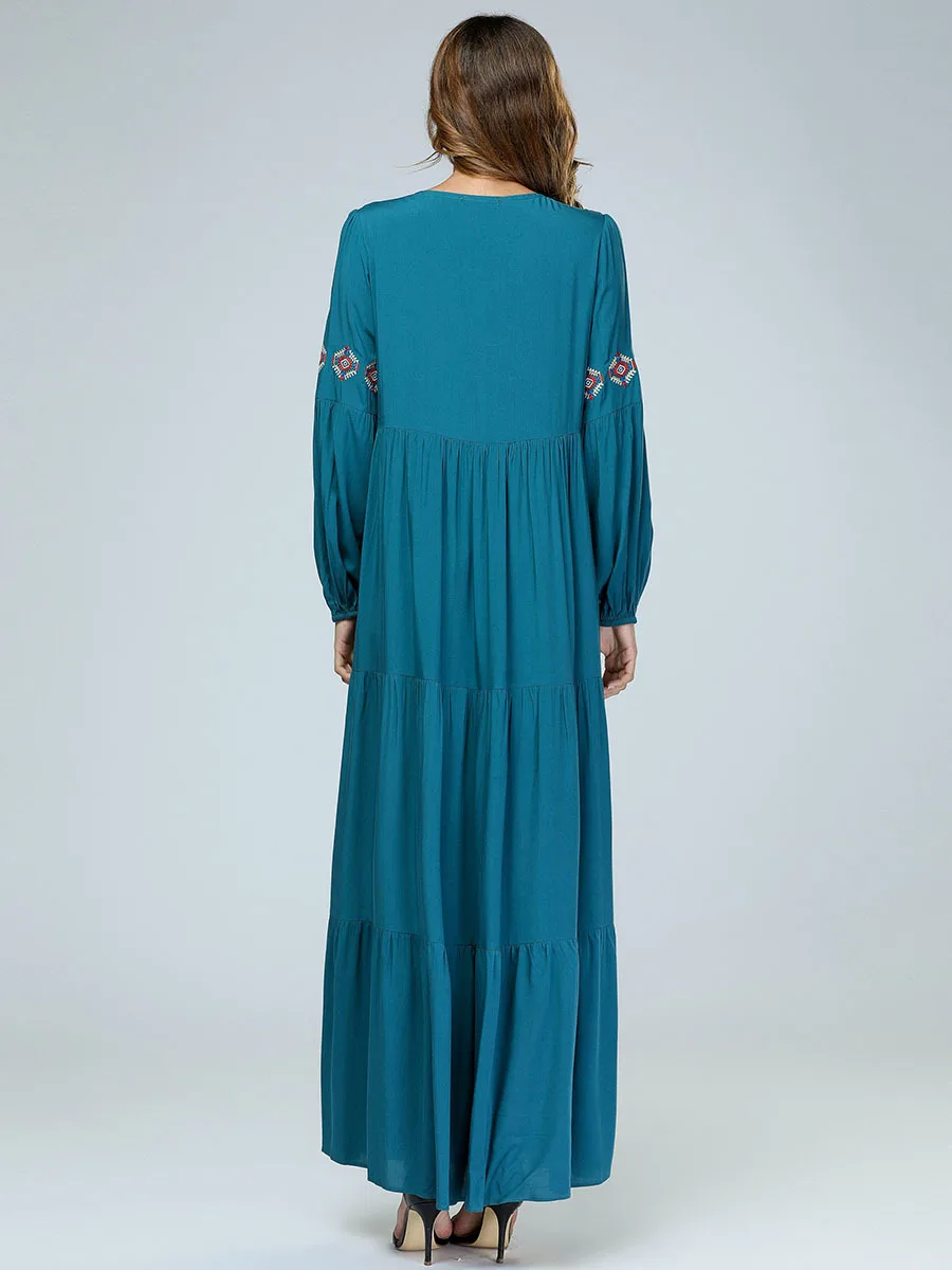 

Vetement femme 2019 Middle Eastern Muslim simple embroidery man cotton long skirt long skirt Hui casual large size skirt