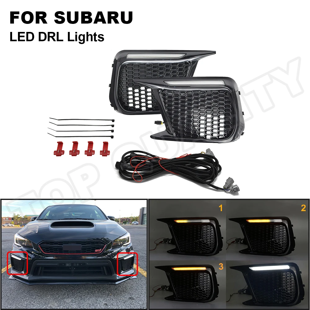 

For Subaru WRX STI 2018 2019 2020 DRL LED Daytime Running Light Bezels Fog Lamp Indicator Dynamic LED Turn Signal Light Blinker