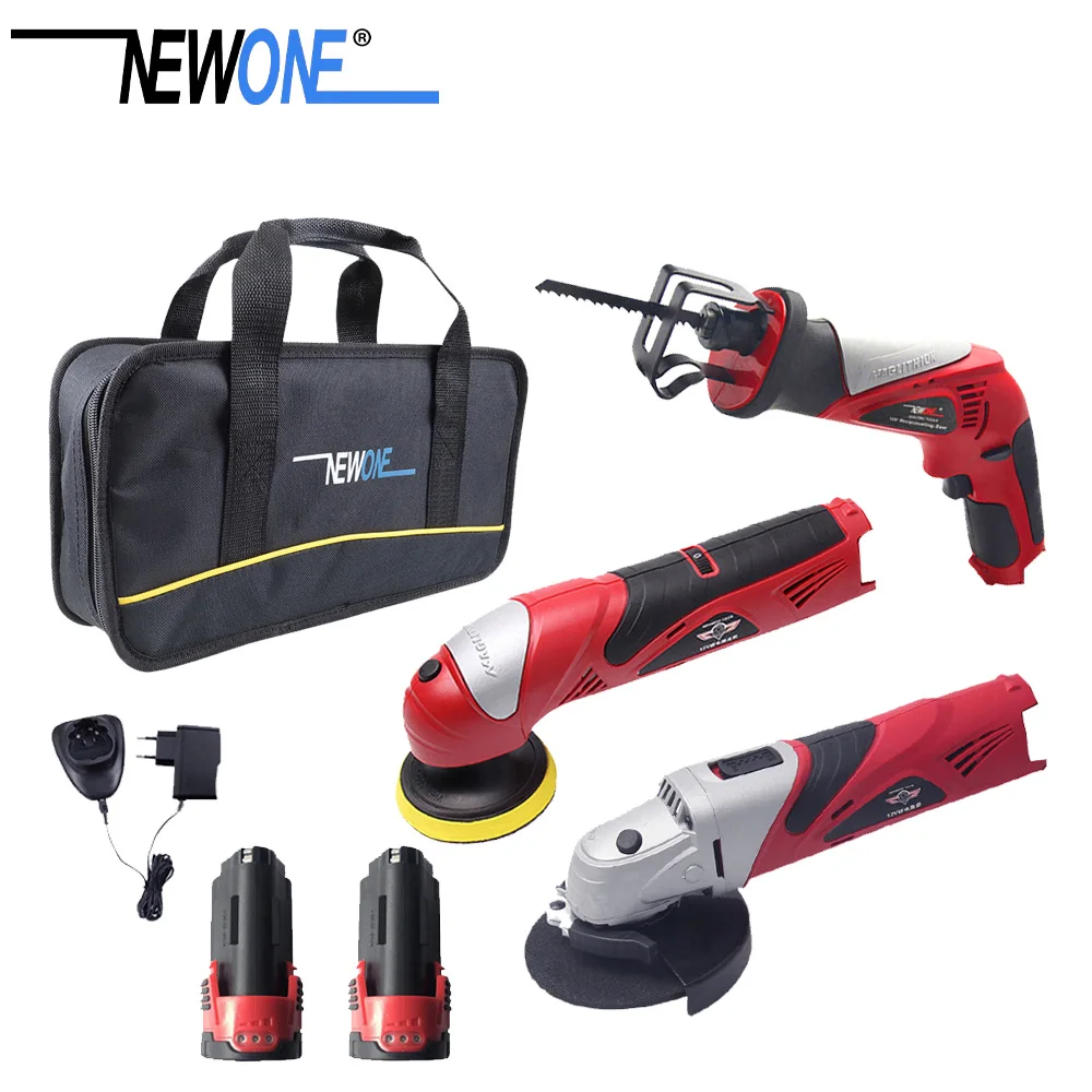 

NEWONE 12V 2.0Ah Cordless 2 or 3-TOOL Combo Kit With Cloth Bag Includes Car Polisher&Angle Grinder&Reciprocating Saw Woodworking