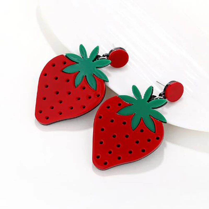 FishPeach геометрические цветы фрукты увеличенные Длинные акриловые Висячие серьги