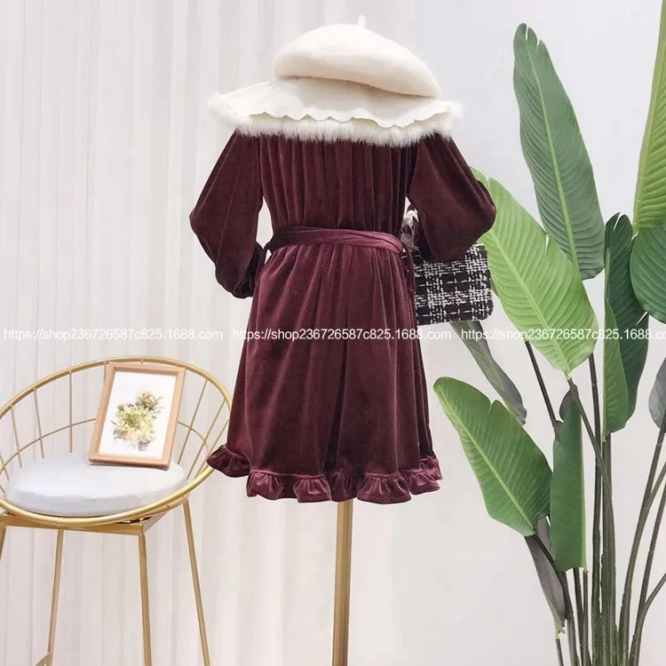 Детская одежда коллекция 2019 года сезон осень зима новое бархатное платье для
