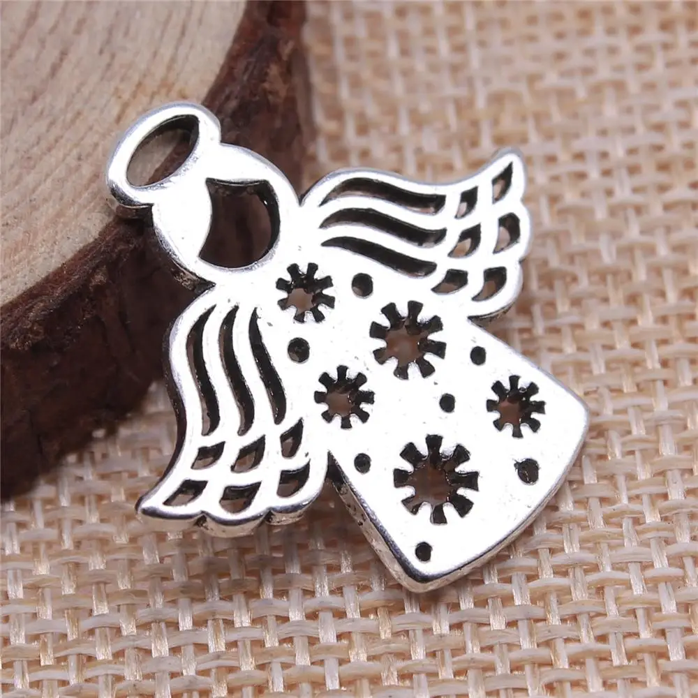 

Jewelery Pendants Making Charms For Jewelry 5pcs Flower Angel Charms 28x27mm Antique Silver Plated