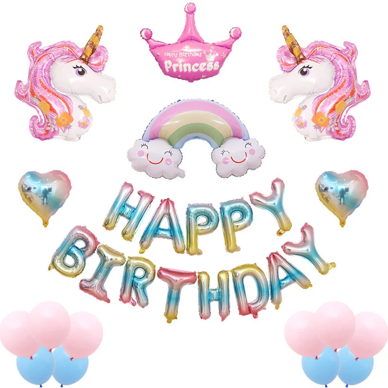 

Rainbow Unicorn Balloon 32 inch Number Foil Balloons 1st Kids Unicorn Theme Birthday Party Decorations Baby Shower Globos