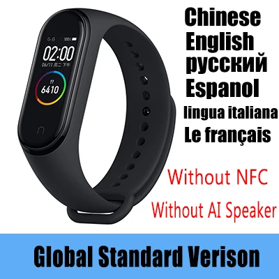 Global version Xiaomi mi Band 4 умный Браслет 0,96 ''AMOLED цветной сенсорный экран для сердечного ритма фитнес 5ATM водонепроницаемый браслет mi band 4 NFC - Цвет: Global version