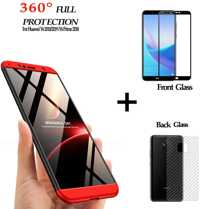 360 Защитный Передний+ задний стекло чехол huawei y6 жесткий чехол на huawei y6 prime телефона huawei y 6 чехол хуавей у6 чехол на хуавей у6 прайм у6 чехол на хуавей у 6 huawei y6