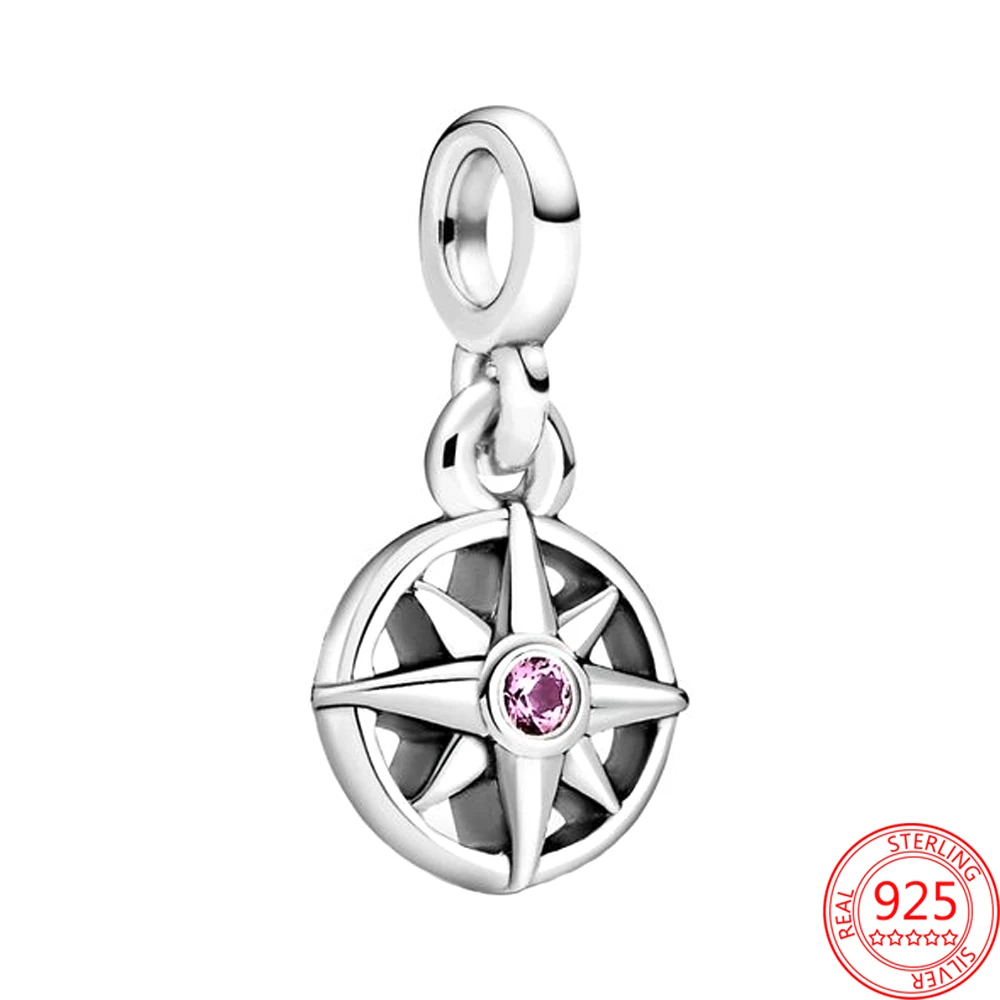 

New 925 Sterling Silver Original Mini Compass Charm Beads DIY Fashion Jewelry Fit Pandora Bracelet Necklace for Women Gift Penda