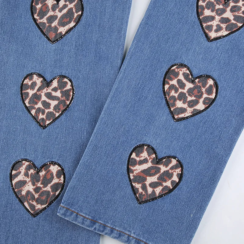 

SEASONS Streetwear Heart Embroidery High Waist Jeans Vintage Fashion Denim Trousers Straight Jeans Long Pants Bottom ASPA82763