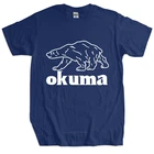 Мужские свободные топы, новинка, Черная Мужская футболка с коротким рукавом и логотипом рыболовного медведя Okuma, футболка унисекс, женские топы, футболки