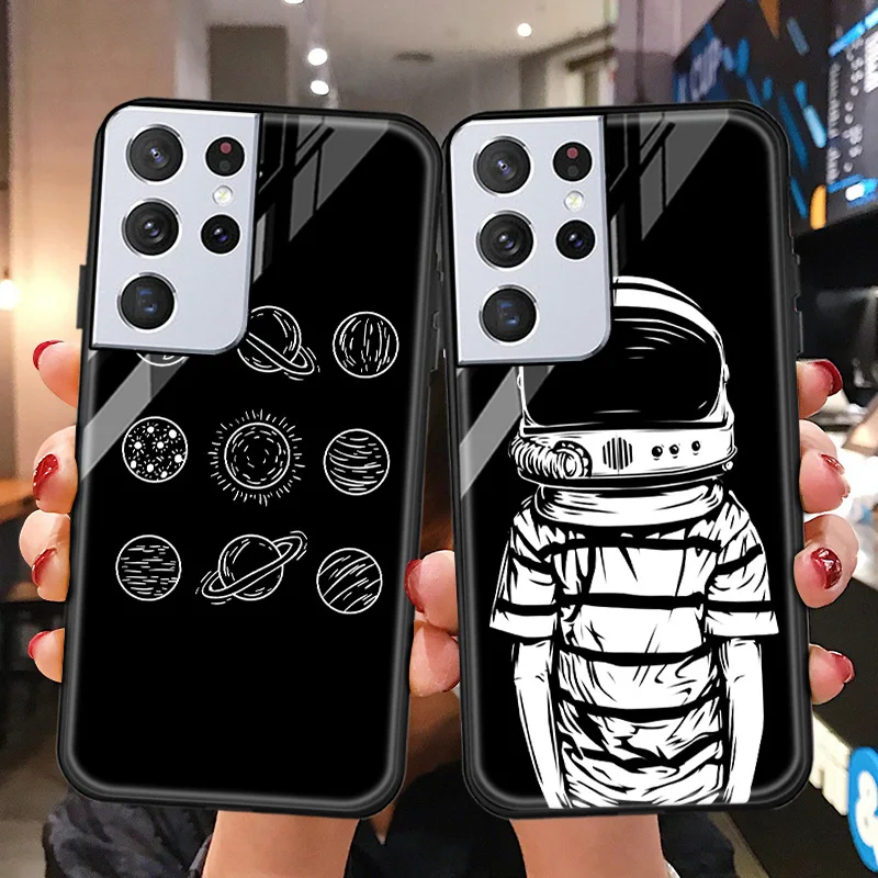 

S21 Ultra Case For Samsung S20 FE S21 Plus Case Tempered Glass For Samsung S20 Ultra S10 S9 Plus S21 FE Glass Fundas Back Covers