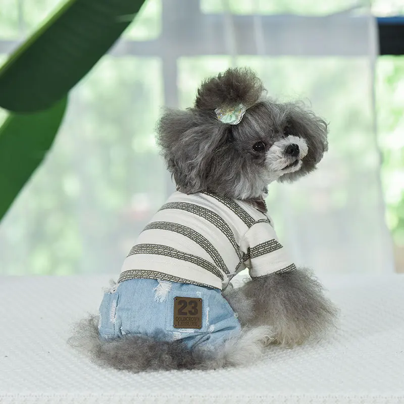 Pink Blue Green Colors Four Legs Warm Cotton Padded Dog Clothes for Autumn and Winter Puppy Pet Striped Thicken Jumpsuit | Дом и сад