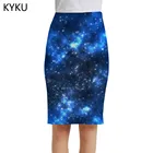 Женская юбка-карандаш KYKU, летняя темно-синяя юбка-карандаш с объемным рисунком