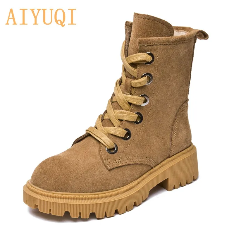 AIYUQI/женские ботинки Сезон весна Новинка 2021 года Женские замшевые Ботинки Martin из