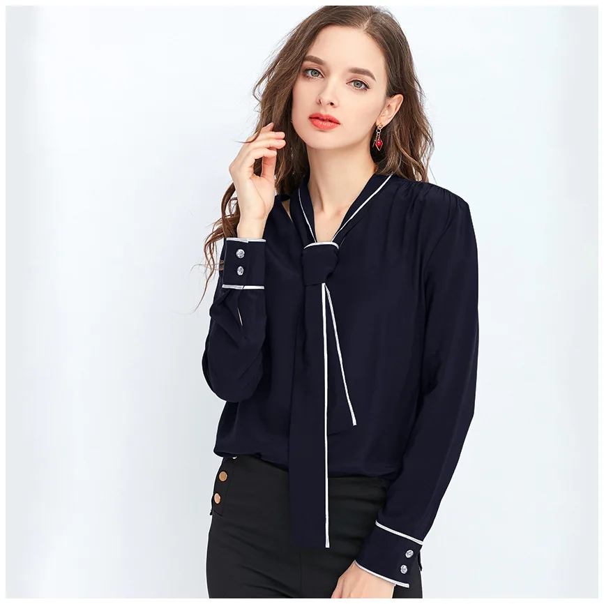 Женская Роскошная рубашка из натурального шелка однотонная короткая Элегантная