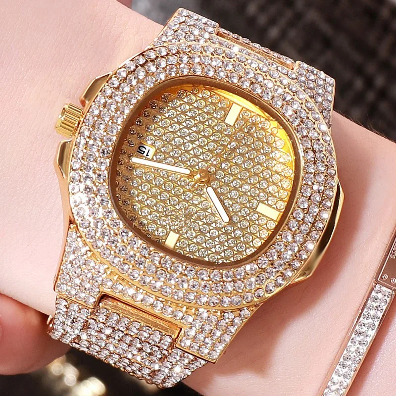 

2021 neue Sonder männer Und frauen Luxus Gold Edelstahl Uhren, Diamanten, Einfache, mit Kalender, Mode