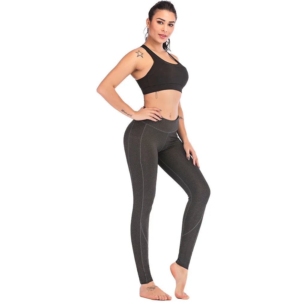 Карман спортивные Леггинсы для женщин эластичные размера плюс штаны йоги