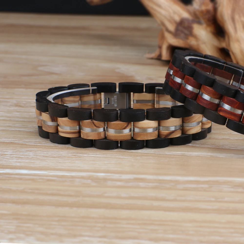 Мужской браслет HNATUY из нержавеющей стали и дерева для влюбленных мужчин женщин