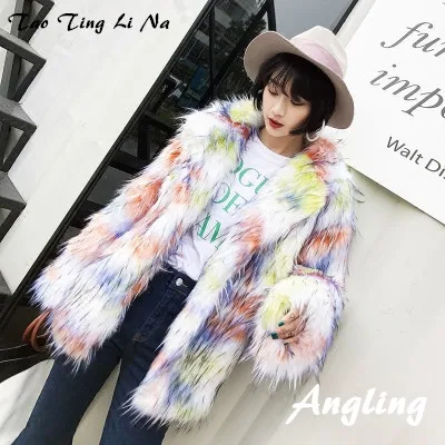 Top brand Style High-end New Fashion Women Faux Fur Coat 19C4  high quality