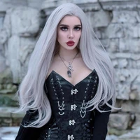 grey wig light silver gray platinum blonde lace front wig natural straight side part synthetic hair wigs for women cosplay