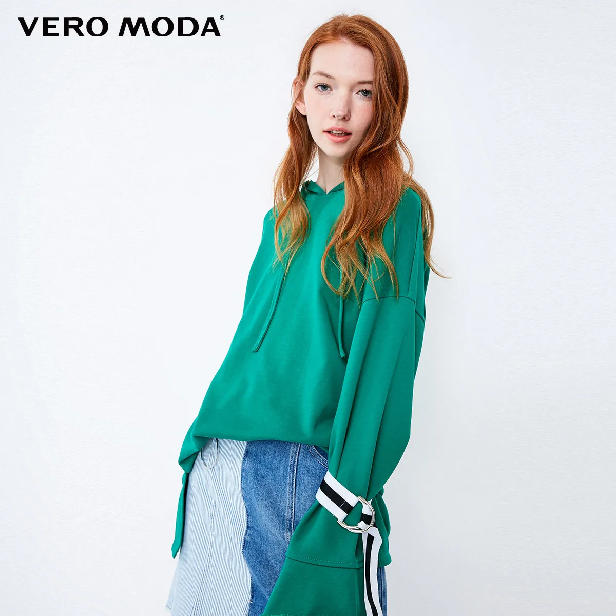Vero Moda осенние свободные милые женские толстовки | 318333502 - Цвет: Tribal green