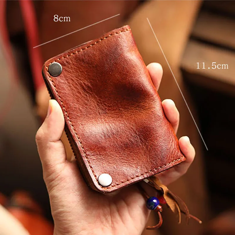 Кожаная сумка для ключей AETOO Винтажный чехол из воловьей кожи