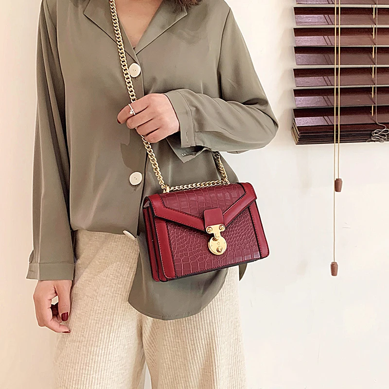 Квадратная сумка Кроссбоди с крокодиловым узором новинка 2020 качественная