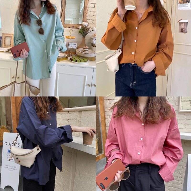 Базовые Однотонные блузки для женщин осень 2020 модная женская одежда женские