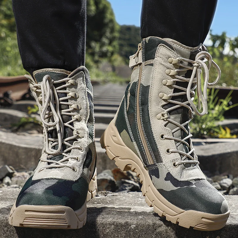 New Camouflage Military Boots For Men Tactical Camouflage Boots Oxford Waterproof Training Boot Men Hiking Shoes Treking Hombre