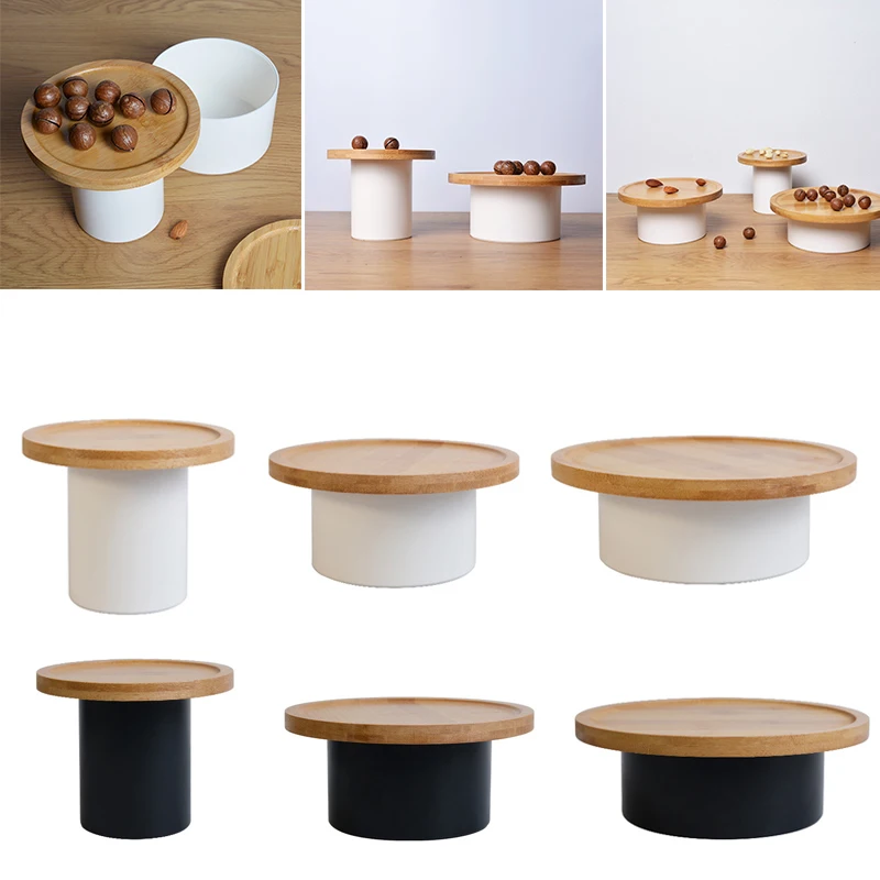 1pcs Dried Fruit Plate Nut Tray Dessert Candy Boxes Food Placement Coaster Bamboo Wood Storage Box with Lid