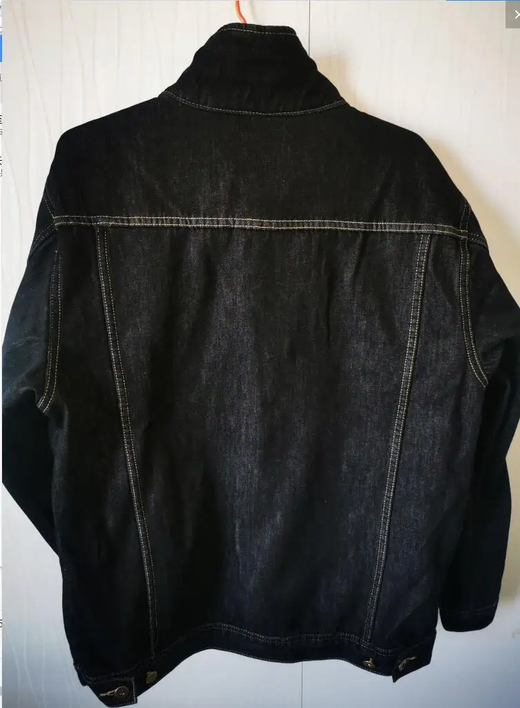 

New spring warm Black jeans Trendy Jacket Men Streetwear cowboy denim hip hop warm pluze size 3XL4XL5XL coats