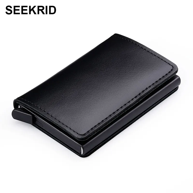 SEEKRID 100% кредитница из натуральной кожи блокирующий RFID алюминиевый визитной