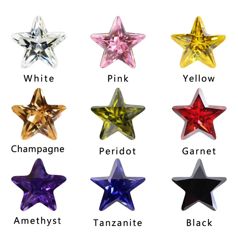 

5A Mixed Colors Star Shape 3x3~10x10 Brilliant Cut CZ Stone Synthetic Gems Cubic Zirconia For Jewelry Free Shipping