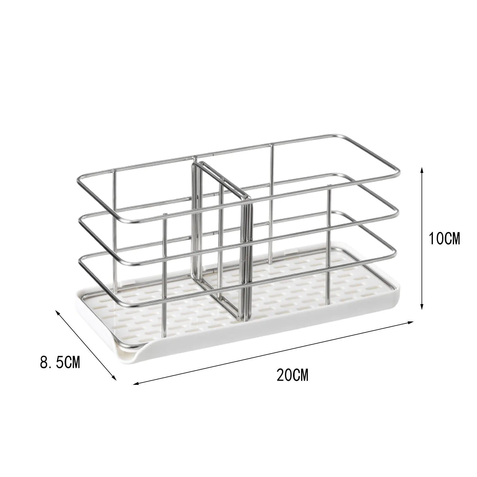 

Kitchen Countertop Stainless Steel Shelf Removable Partition Adjust Size Freely Organizer Sink Sponge Water Basket Storage Rack