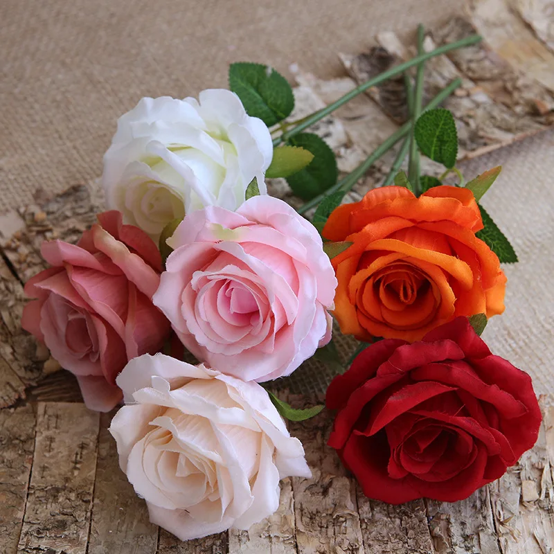 

10 pcs 11.8 inch Single Rose Silk Artificial Flowers For Wedding Decoration Diy Fake Plants Home Decor Simulation roses flower