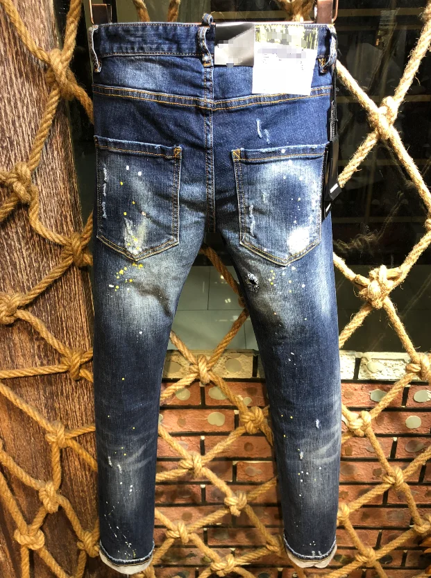 

CODE 60 Men's casual denim trousers splash ink paint Slim jeans four seasons thin section trend all-match clothing