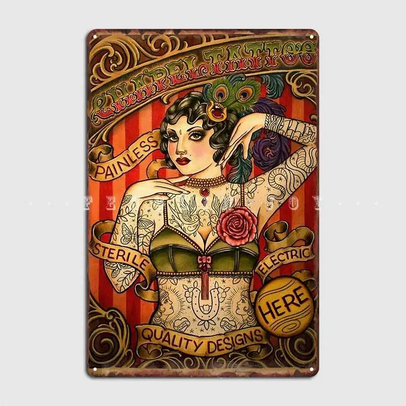 

Часовня, татуировка, винтажная нательная реклама, искусство, металлический знак, Клубные таблички, кинотеатр, гараж, Постер Ретро жестяной з...