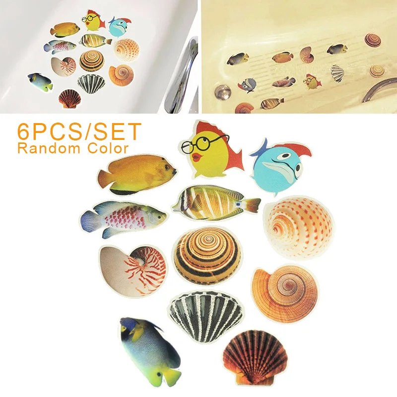 

6Pcs Bath Tub Anti-slip Fish Nonskid Adhesive Kid Shower Safety Stickers Decor