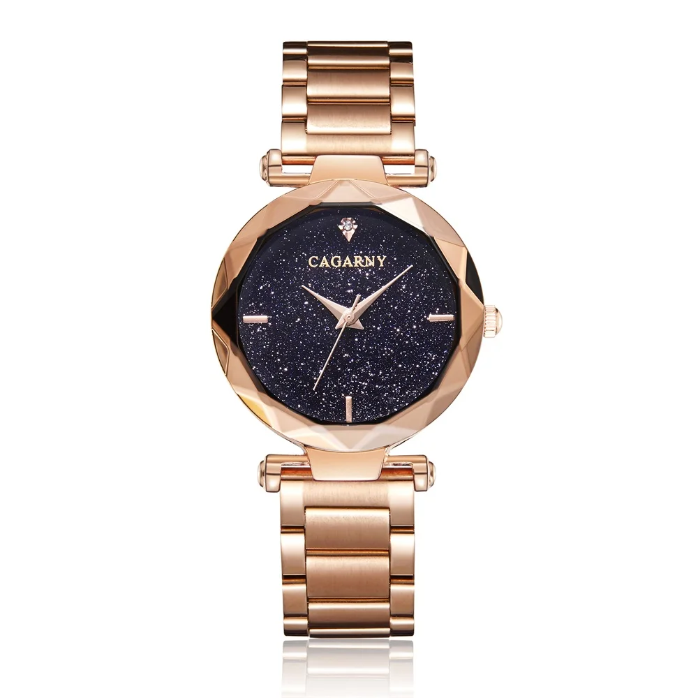

CAGARNY Hot Fashion Trends Casual Stainless Steel Strap Quartz Watch Diamond Cool Flash Watch Gold Purple Women's Watch Relogio