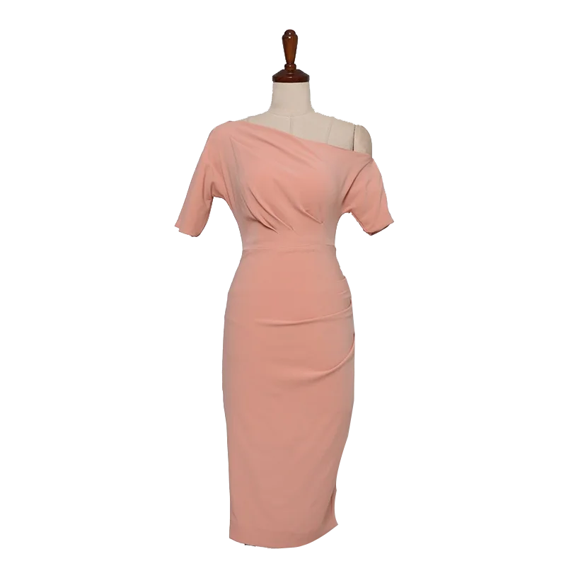 

Fashion Women Comfortable Elegant Off Shoulder Formal Dress New Arrival Party Cute Sexy Vintage Lovely Slim Pink Pencil Dress