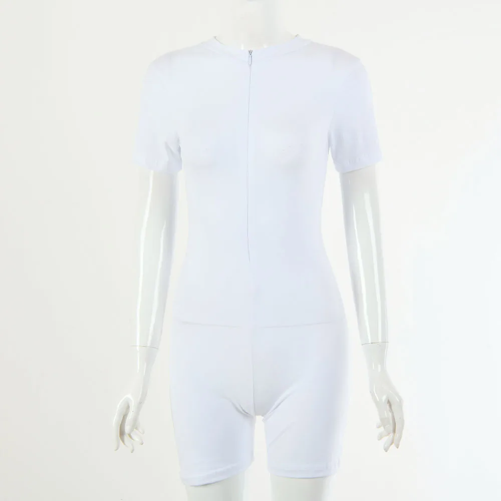 

2019 new round neck short sleeve sexy one piece shorts autumn women's one piece pants