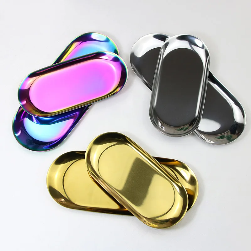 

Nordic Style Oval Gold Dining Plate Snack Dessert Plate Nut Fruit Cake Tray Jewelry Storage Tray Western Steak Kitchen Plate