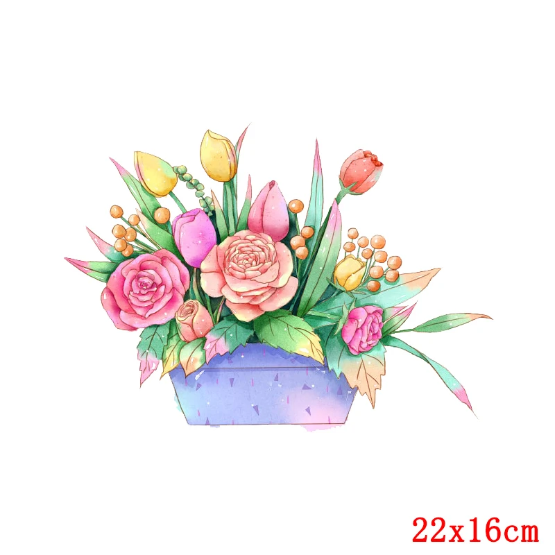 

Beautiful Flower Applique Iron-on Transfers For Clothing Cartoon Unicorn Heat Transfer For Clothes Thermal Stickers On Clothes