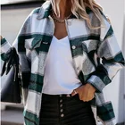 Женская рубашка в клетку, с отложным воротником, на пуговицах