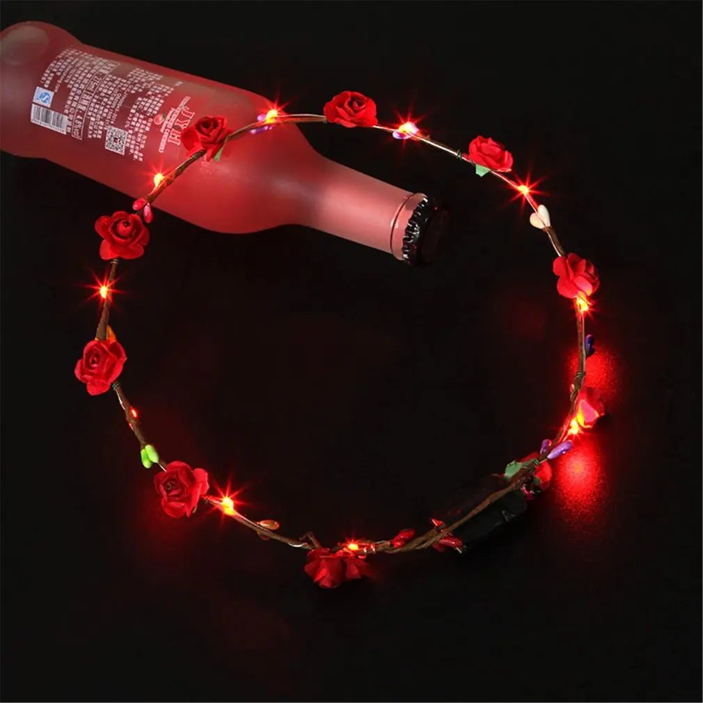 

Women Girls LED Light Up Hair Wreath Hairband Garlands Gifts HOT Party Glowing Wreath Colourful fuCrown Flower Headband