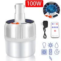 6080100w camping light outdoor solar led bulb lights battery charge portable led lantern light home night market tent lamp