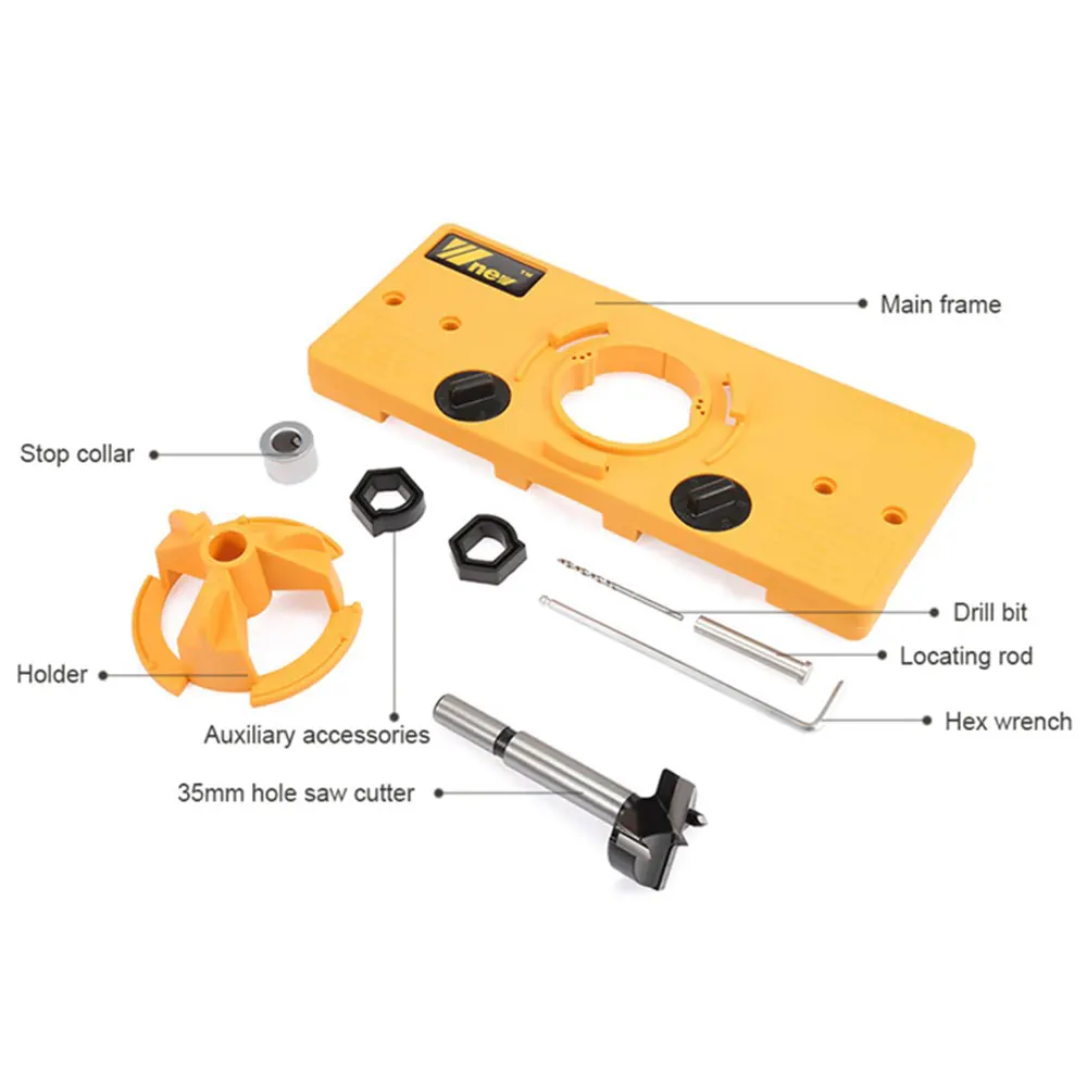 

35mm Hinge Drilling Jig Concealed Guide Hinge Hole Drilling Guide Locator Woodworking Hole Opener Door Cabinet Accessories Tool