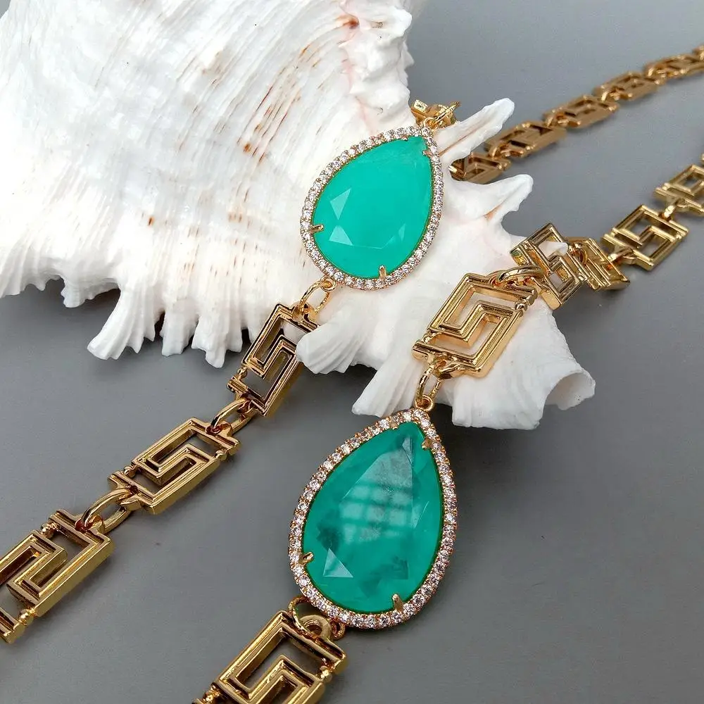 Y.YING зеленые кварцевые каплевидные кубические циркониевые панели набор с