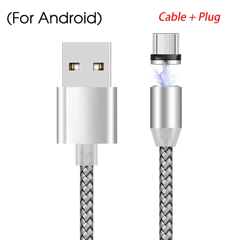 For Micro Silver 1M 2M Magnetic Micro USB Cable For Samsung Android Mobile Phone Type-c Charging For Redmi Note 7 8 Pro Magnet Charger Wire Cord - Цвет: For Micro Silver